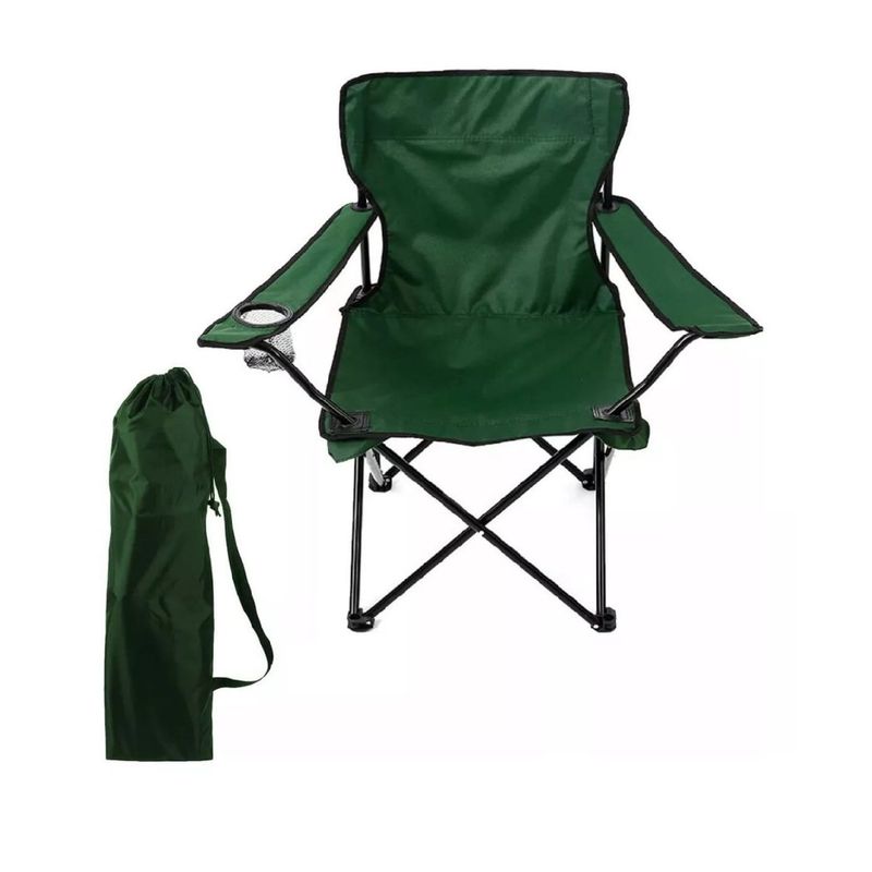 GENERICO - Silla De Camping Plegable Con Posavasos Y Reposabrazos verde