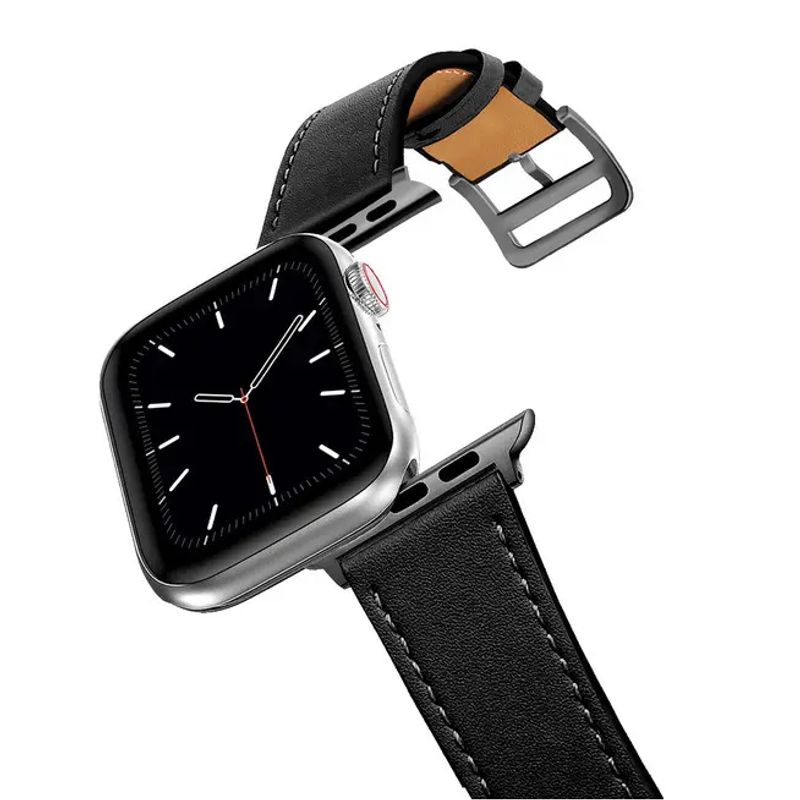 GENERICO - Correa De Cuero Para Apple Watch 38 40 41mm / Negro