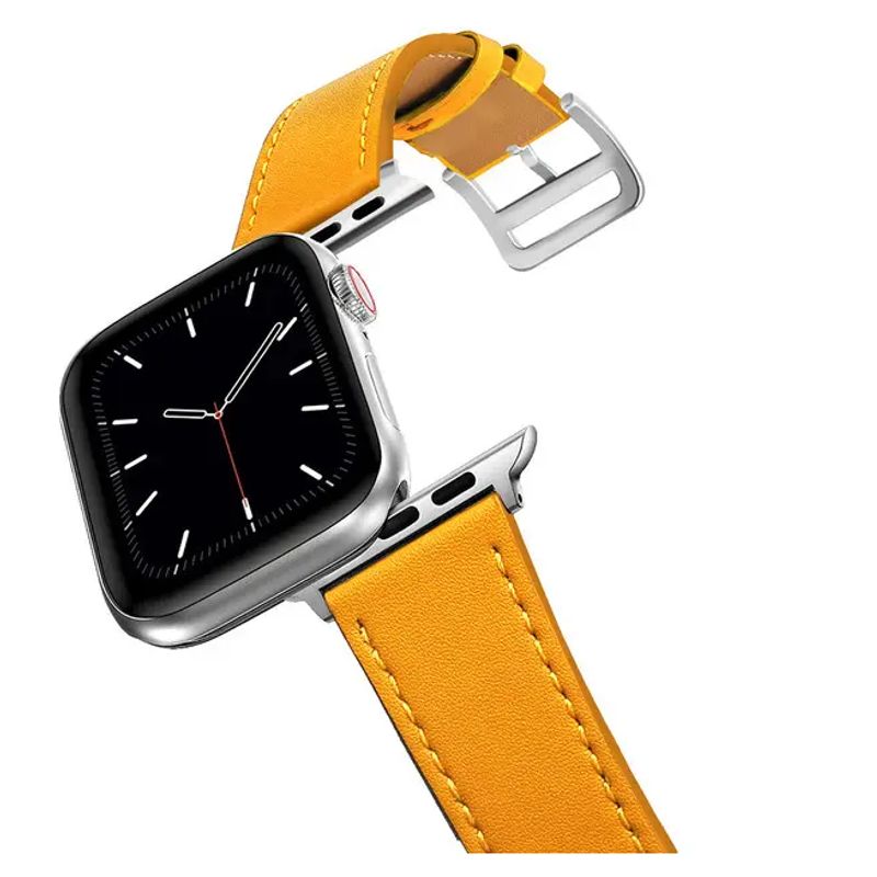 GENERICO - Correa De Cuero Para Apple Watch 38 40 41mm / Amarillo