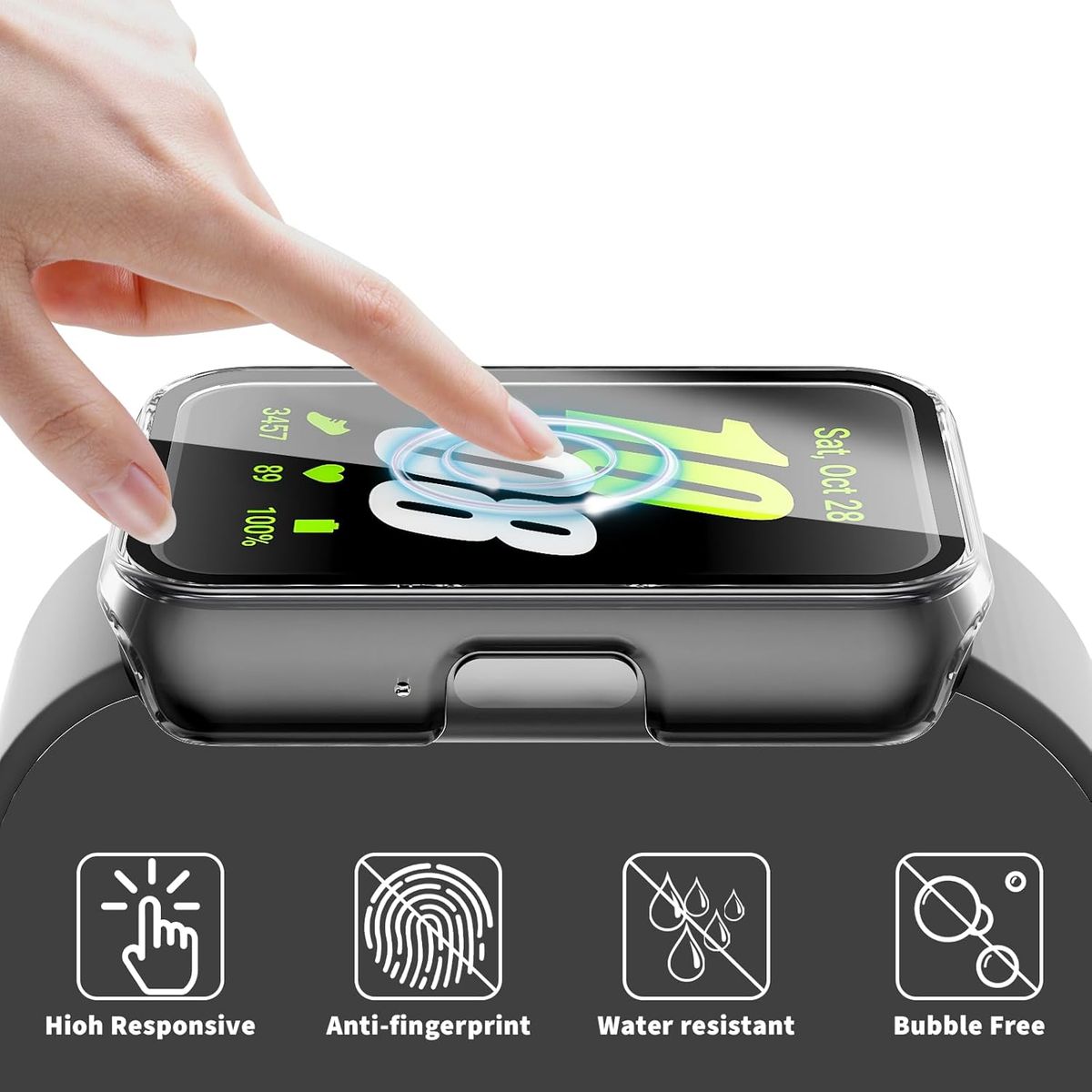 GENERICO - Protector Carcasa Vidrio Para Galaxy Fit 3 R390 Negro