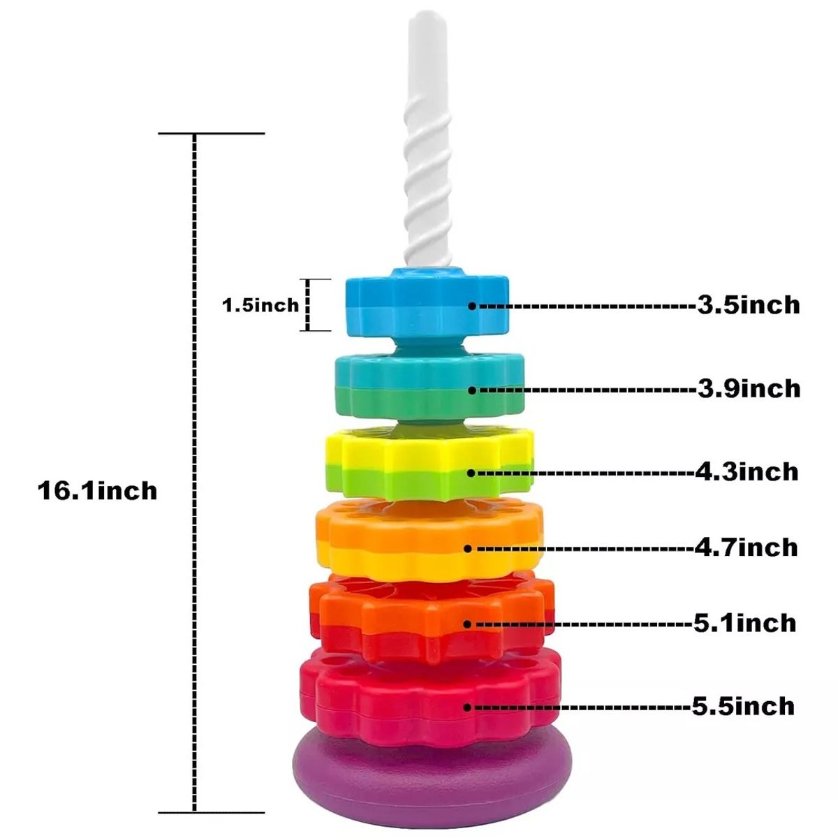 GENERICO - Spin Again Torre Giratoria Encaje Rainbow Juguete Apilable