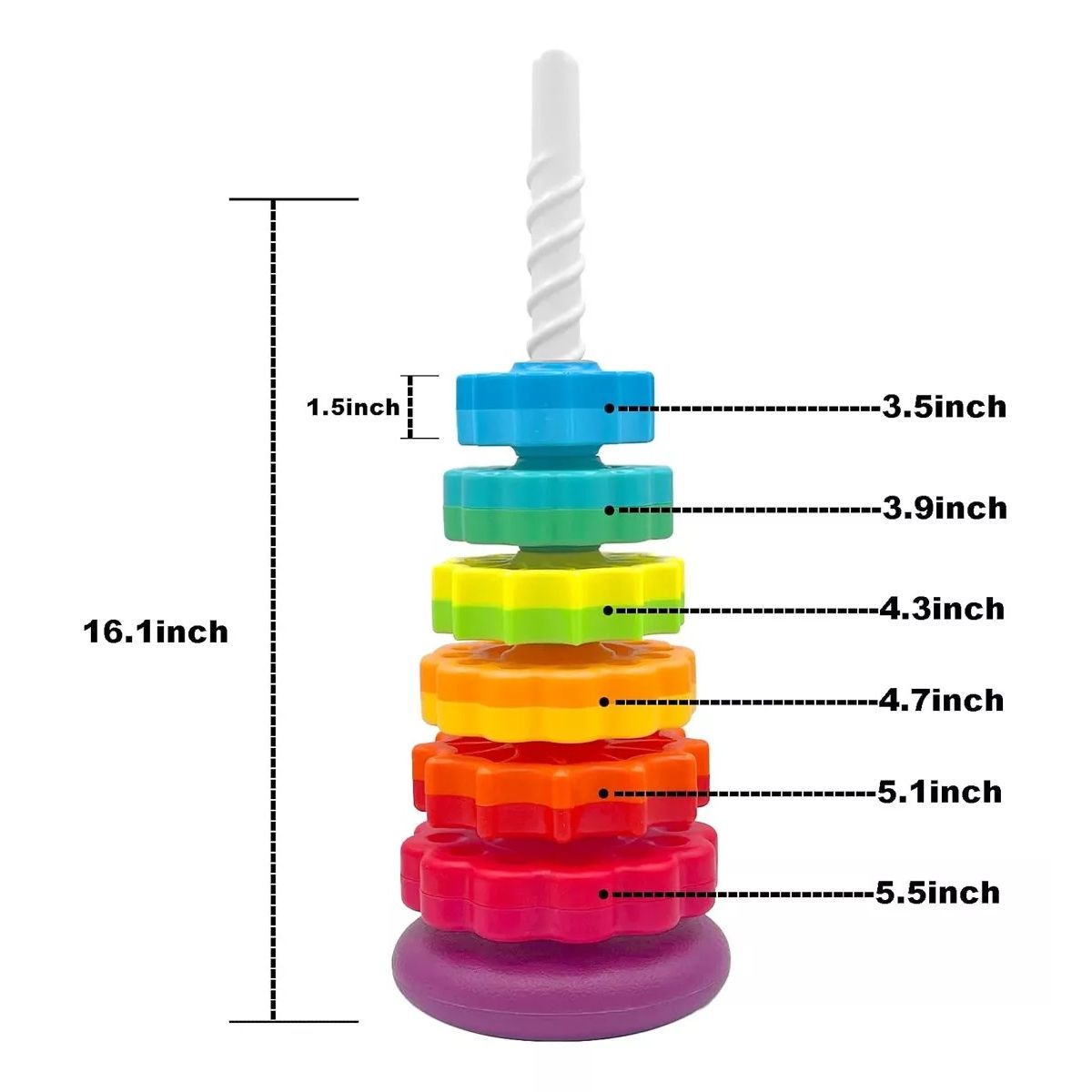 GENERICO - Spin Again Torre Giratoria Encaje Rainbow Juguete Apilable