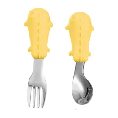 BEBE - Set Cubierto de Acero Bebé Portátil Amarillo