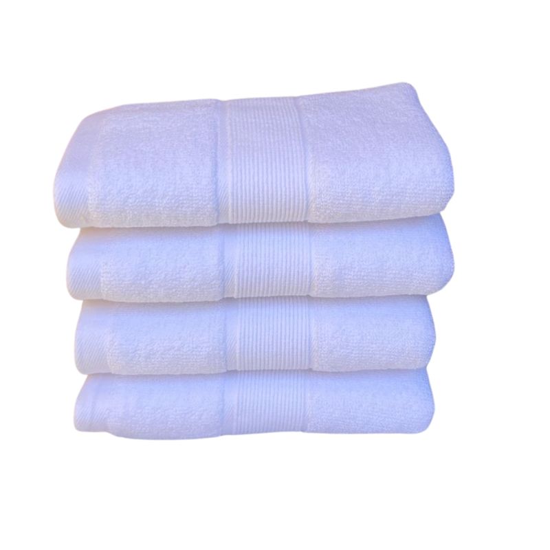 GENERICO - Pack De 4 Toallas  Blancas Algodón  130 grs Hotel Spa