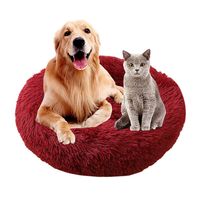 Cama Antiestrés Felpa para Mascotas Perros Gatos 70cm Rojo