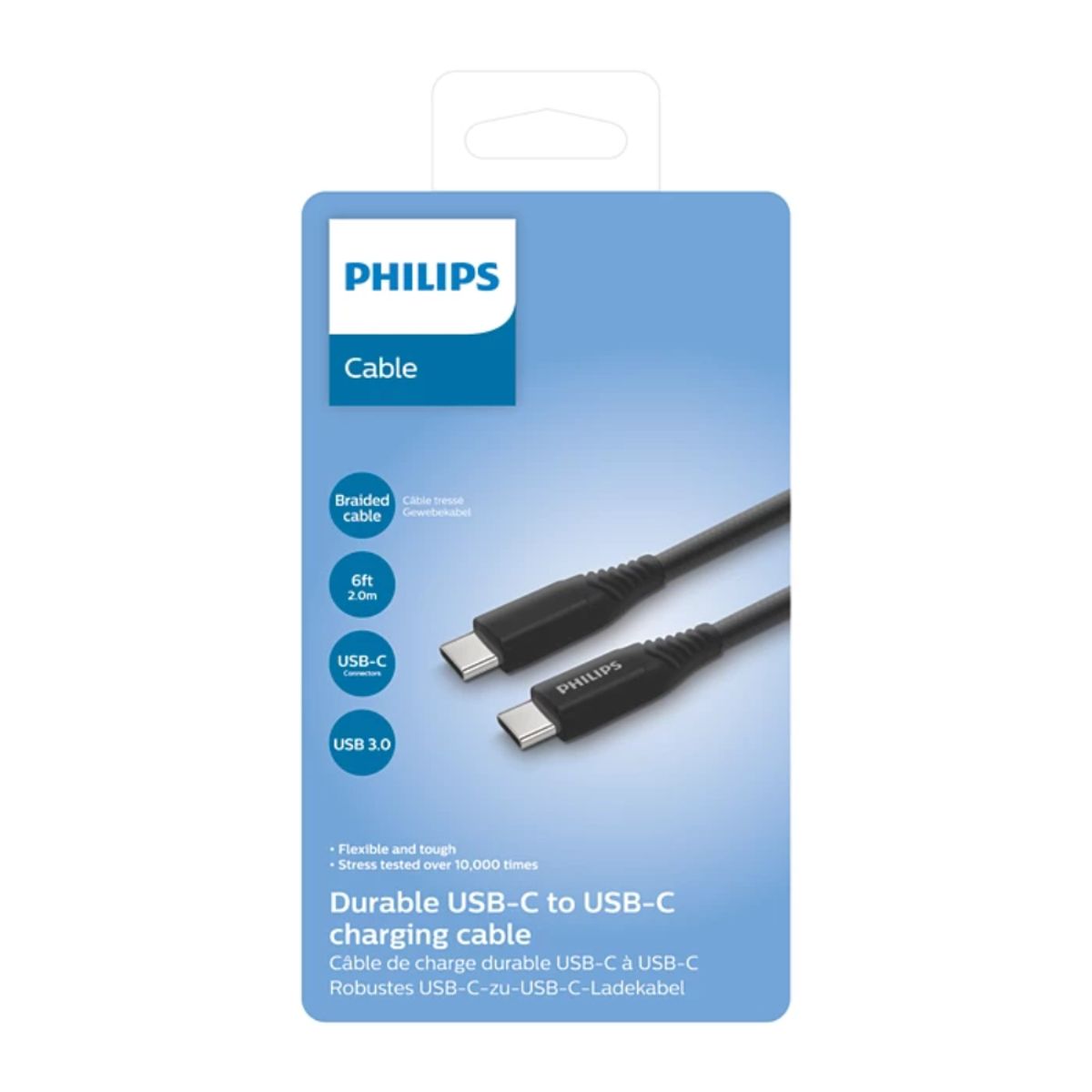 PHILIPS - PHILIPS CABLE TRENZADO USB-C A USB-C DLC5206C BLACK