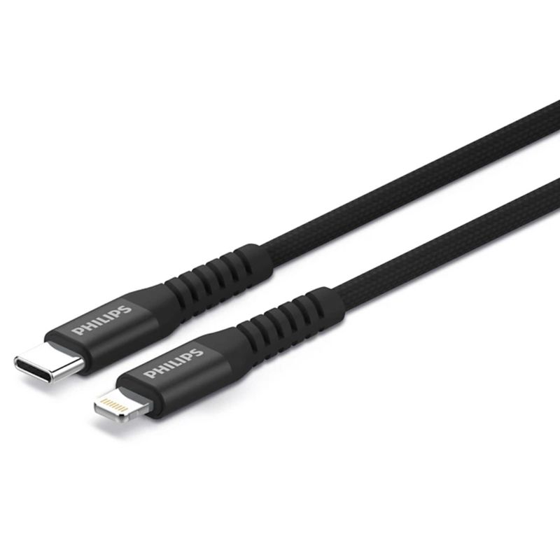 PHILIPS - PHILIPS CABLE TRENZADO USB-C A LIGHTNING DLC5206L BLACK