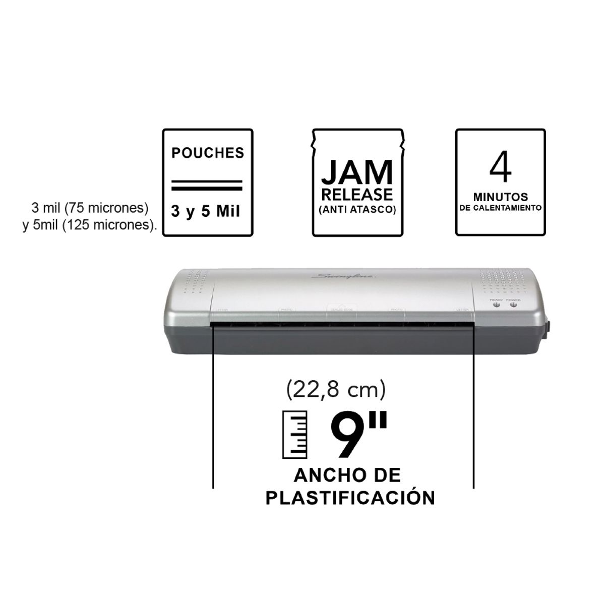SWINGLINE - KENSINGTON PLASTIFICADORA INSPIRE PLUS 9 PULGADAS PLATA SWINGLINE
