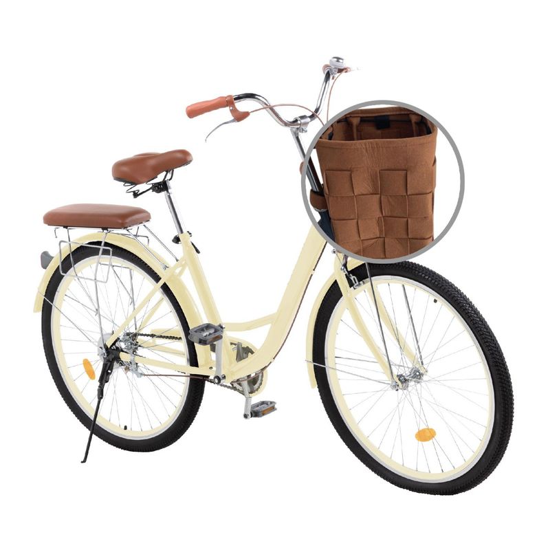 LUMAX - Bicicleta Urbana Aro 26 Vintage Con Canastilla Retro Beige