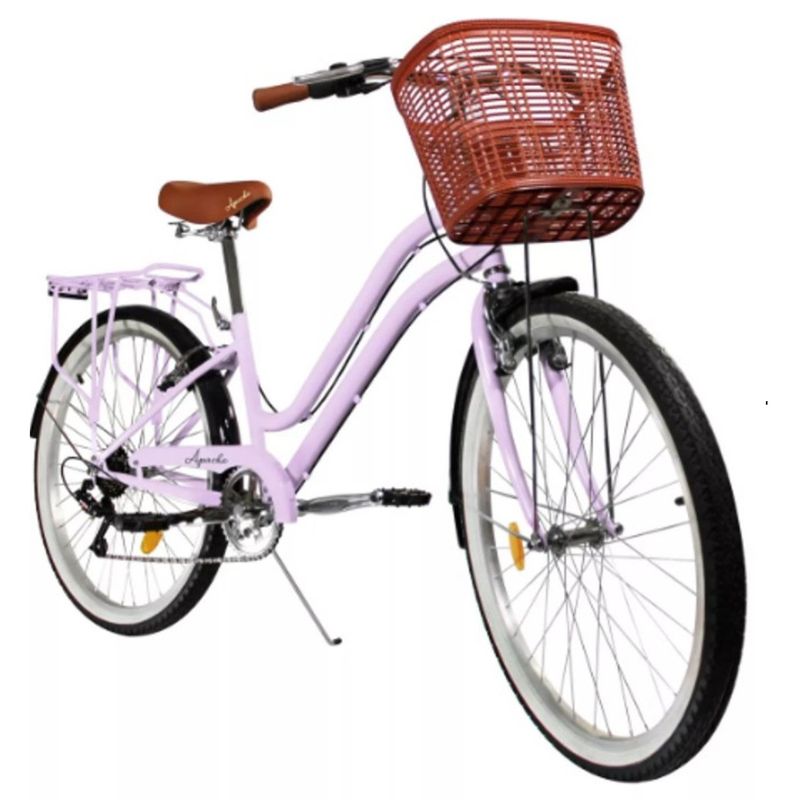LUMAX - Bicicleta Urbana Aro 26 Vintage Con Canastilla Retro Clasica