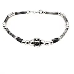 JOYAS MYTOKE - Pulsera Plata 925 Envejecida Mostacillas Corazon Unisex