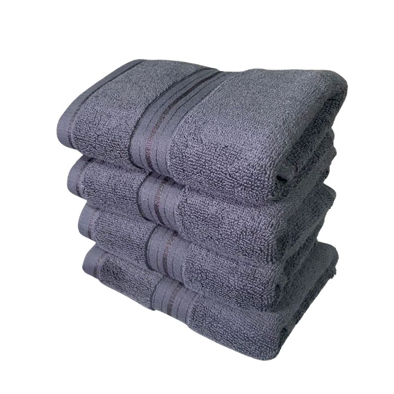 GENERICO - Pack 4 Toallas De Mano Algodon Gris Hotel Spa 75x34 Cm