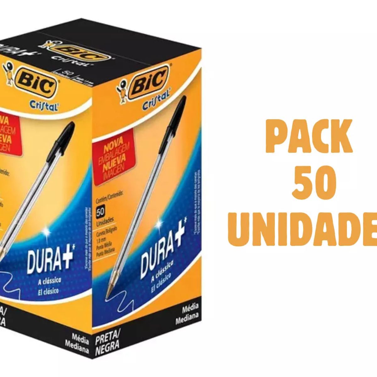 GENERICO - Bolígrafo BIC Cristal 1.0mm Caja 50 Lápiz Pasta Color Negro