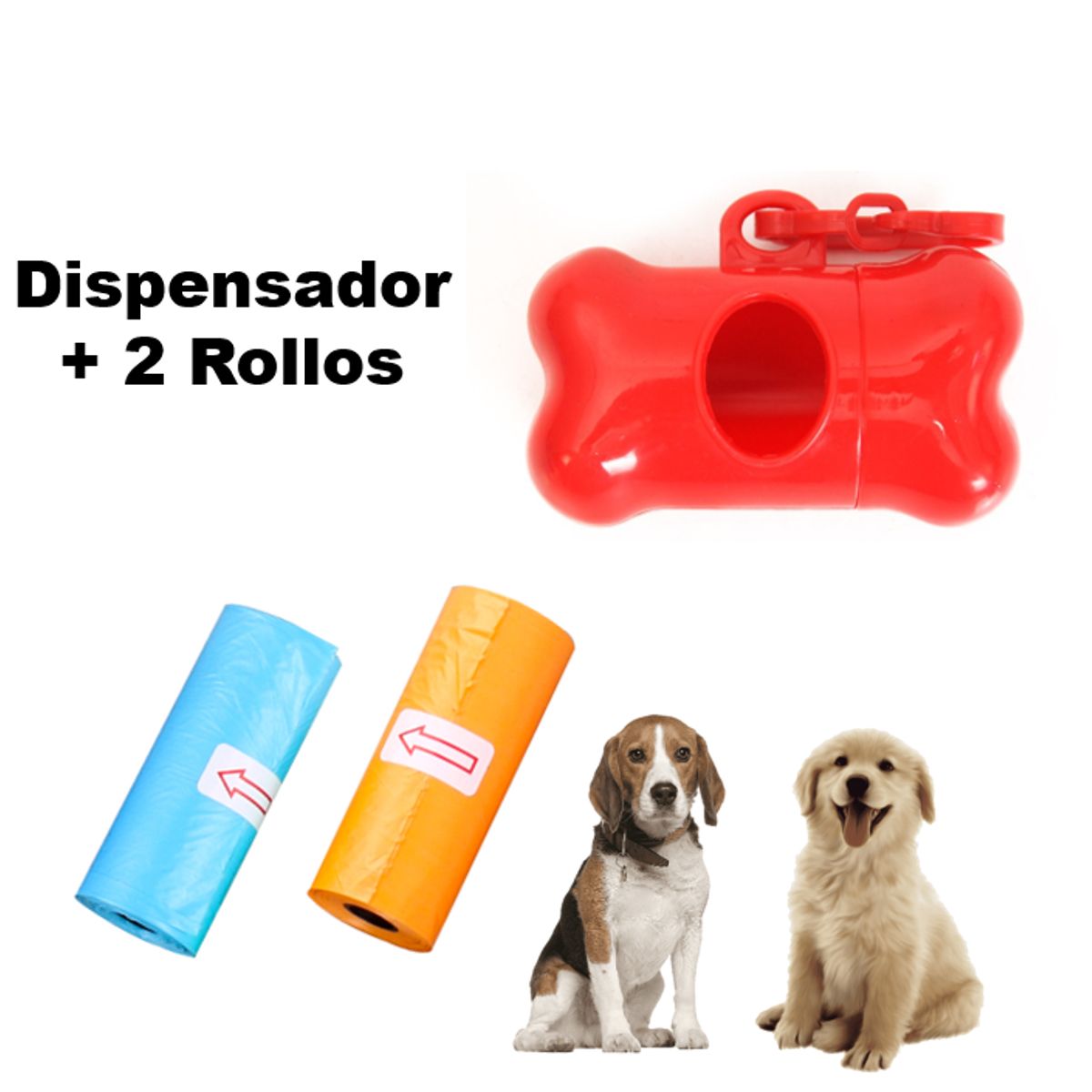 MASCO TODO - Dispensador de Bolsas Excremento Mascotas + 2 Rollo de Bolsa