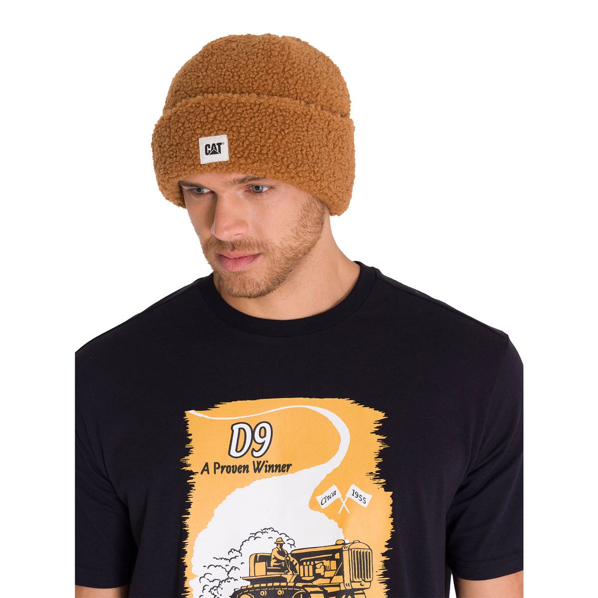 CAT - Gorro En Punto Cuffed Sherpa Knit Hat Unisex Café CAT_.