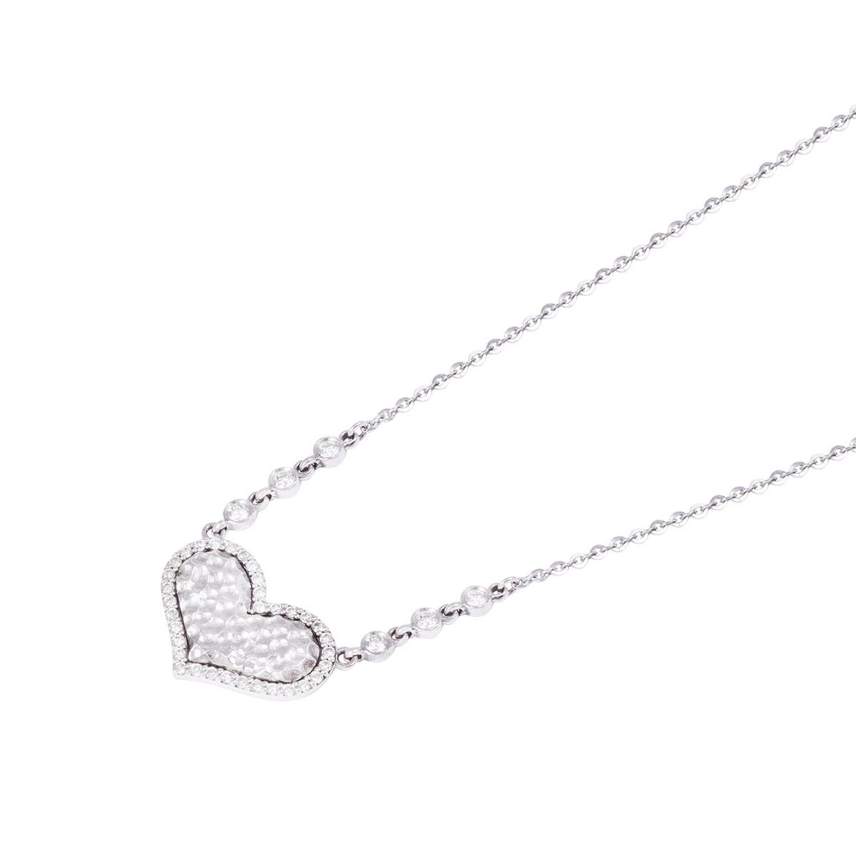 JB JOYAS BARON - Collar Oro Blanco 18kt Corazón y Diamantes 27 Pts