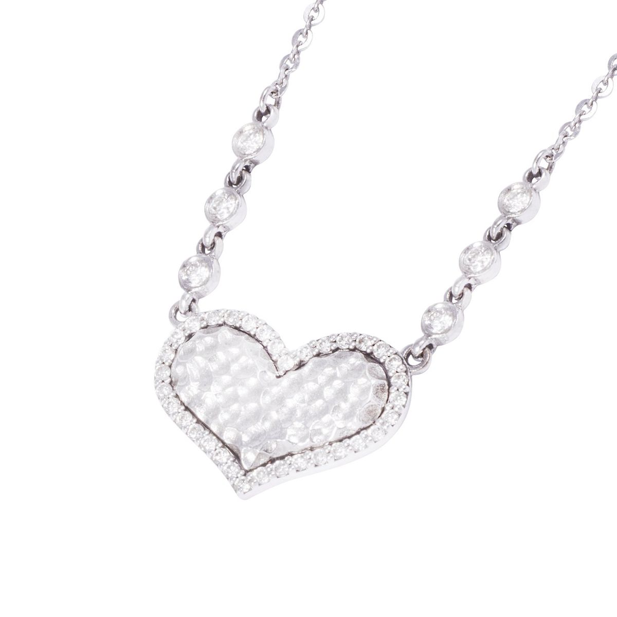 JB JOYAS BARON - Collar Oro Blanco 18kt Corazón y Diamantes 27 Pts