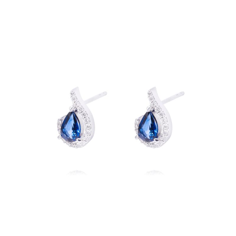 JB JOYAS BARON - Aros de Oro de 18kt Zafiro 18 puntos de diamante