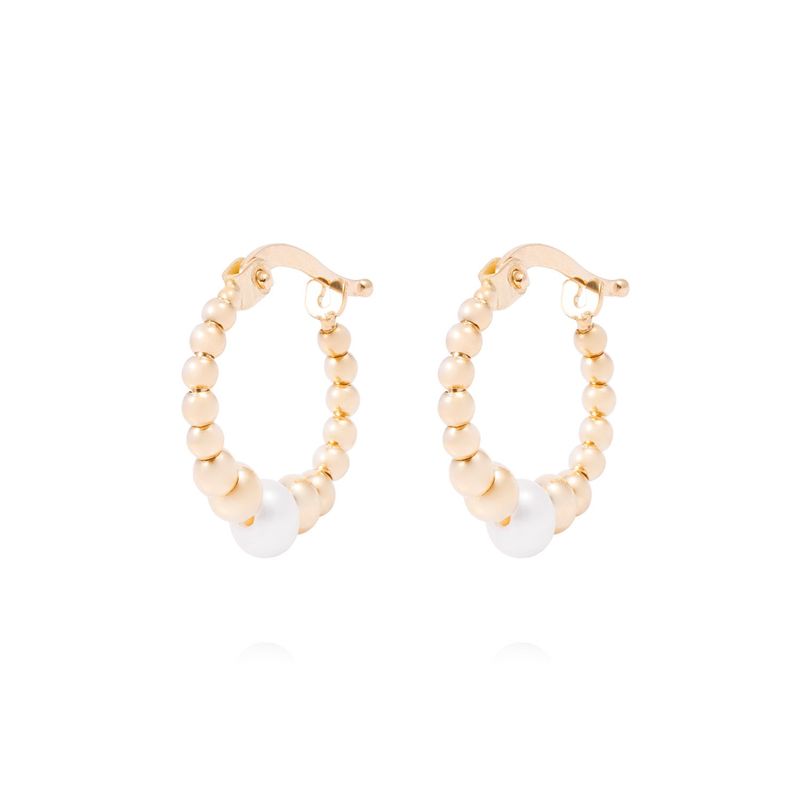 JB JOYAS BARON - Aros de Oro de 18kt Argollas y perlas