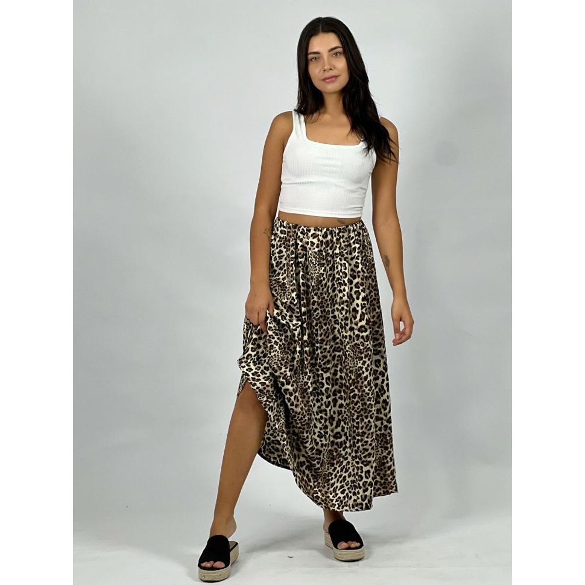 ENIGMATICA BOUTIQUE - Falda Viscoseda Larga - Café - Único