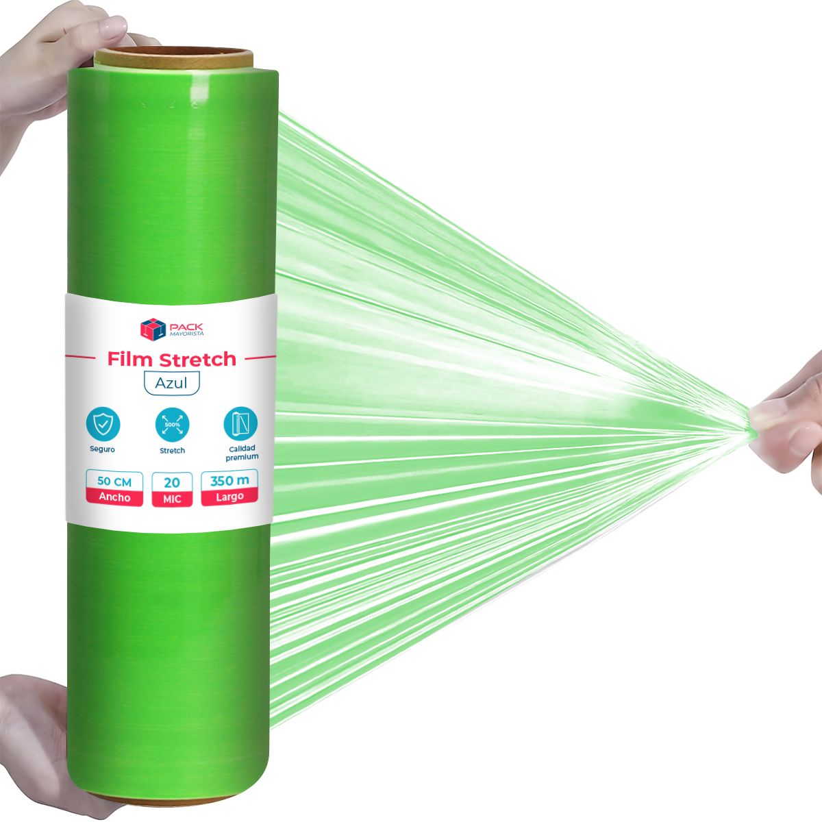 GENERICO - Film Stretch Verde1,7kg (350m) Pack Mayorista - Caja 6 Uds