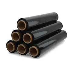 GENERICO - Film Stretch Negro 1,7kg (350m) Pack Mayorista - Caja 6 Uds