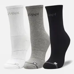 LIPPI - Calcetines Unisex Logo Pack MidNegro/Blanco/Gris