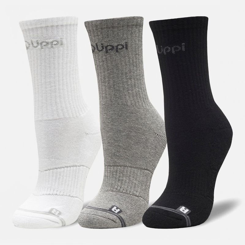 LIPPI - Calcetines Unisex Logo Lippi Pack MidNegro/Blanco/Gris Lippi