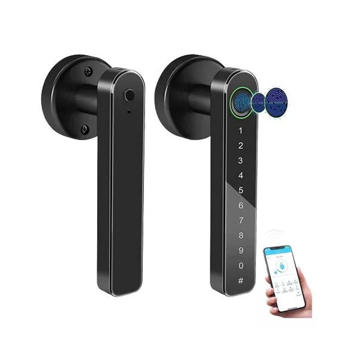 GENERICO - Cerradura Inteligente Bluetooth Huella Digital App Negra