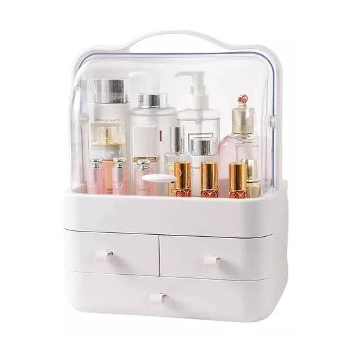 GENERICO - Caja Organizador Cosméticos Maquillaje Portátil Multiuso Blanco