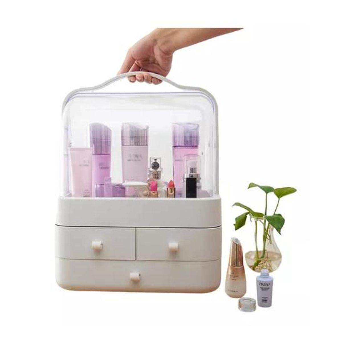 GENERICO - Caja Organizador Cosméticos Maquillaje Portátil Multiuso Blanco
