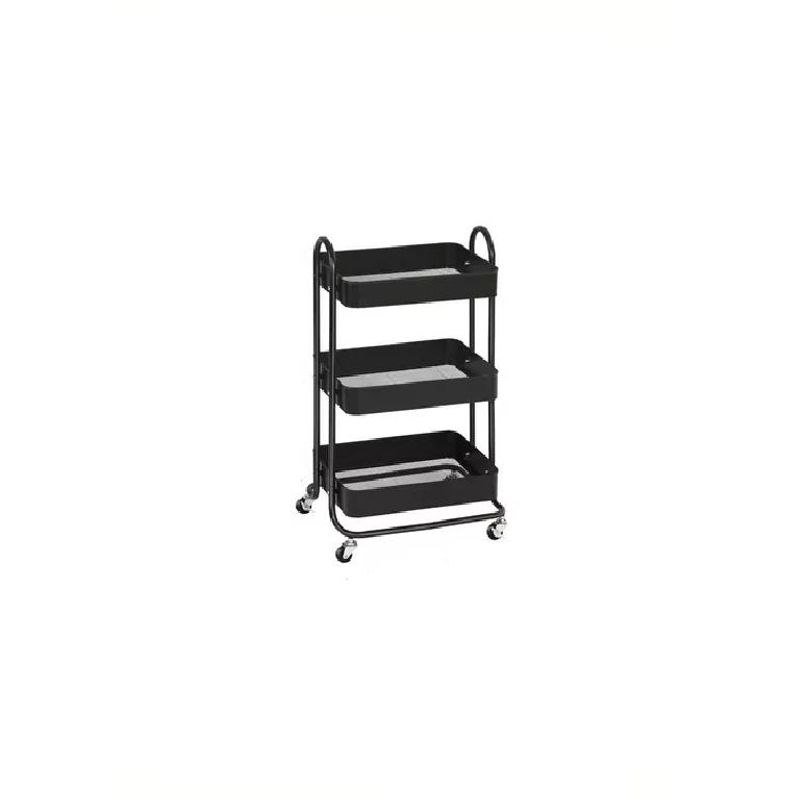 GENERICO - Carrito Organizador Multiuso Con Ruedas Acero Casatua Negro