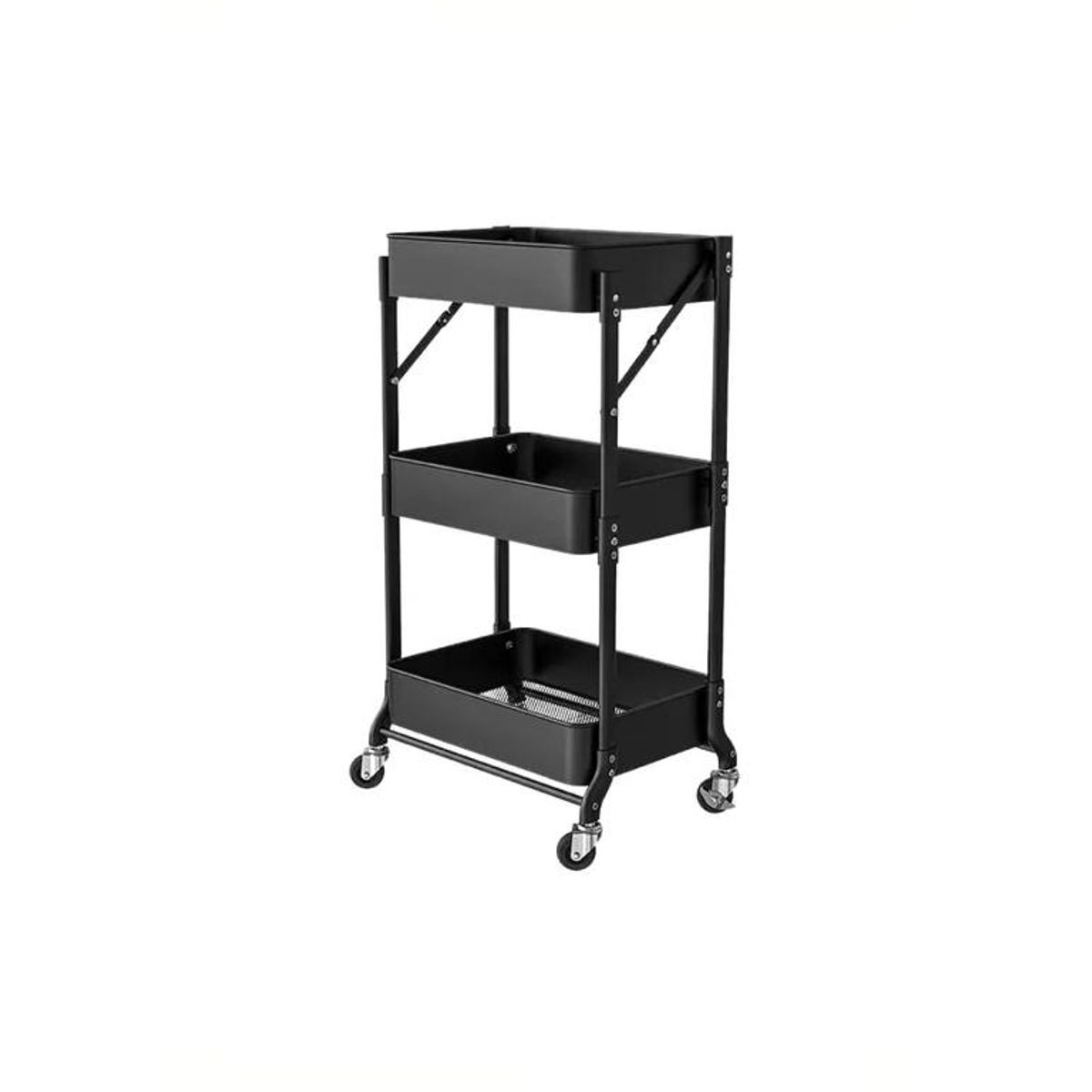 GENERICO - Organizador Carro Plegable Multiuso 3 Niveles Negro