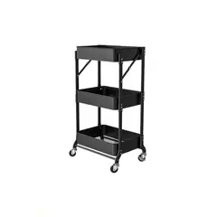 GENERICO - Organizador Carro Plegable Multiuso 3 Niveles Negro