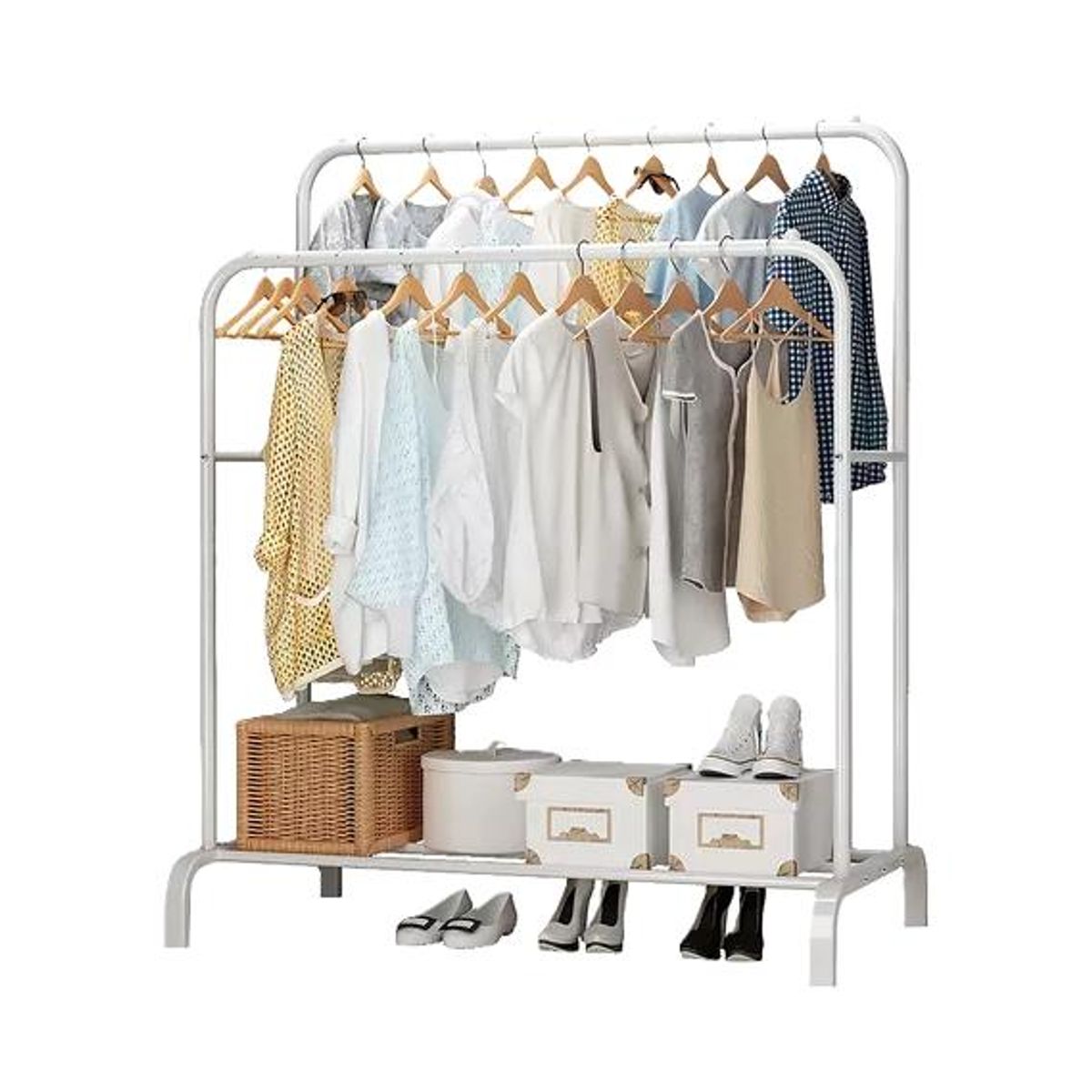 GENERICO - Perchero Organizador Ropa Doble Blanco Metal