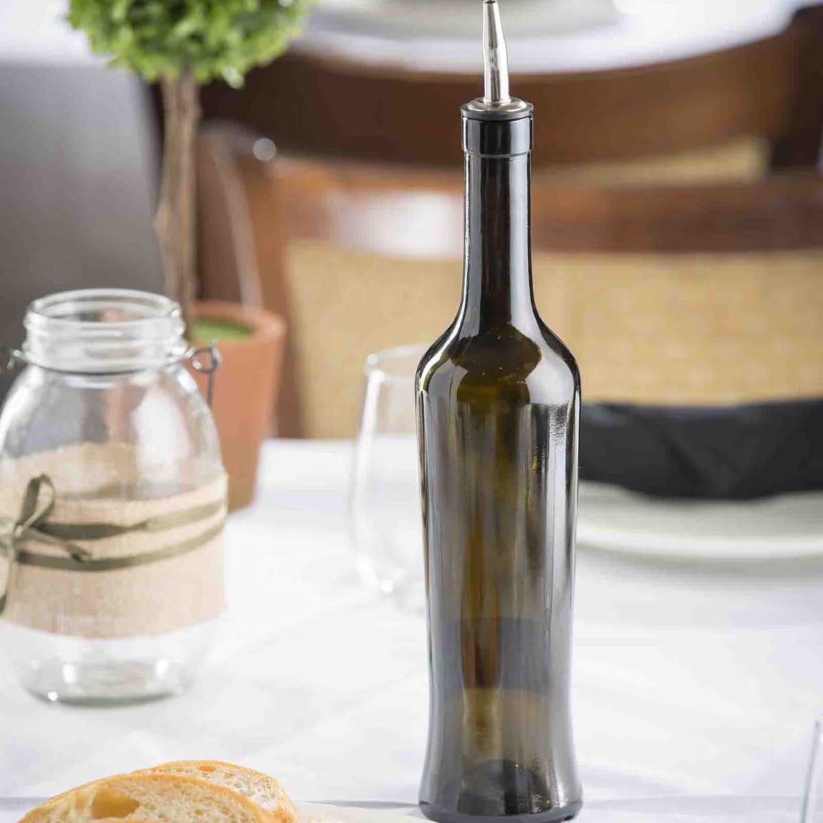 TABLECRAFT - Botella Aliño Con Dosificador Vidrio Verde 510 Ml Modelo Luna - Turquesa