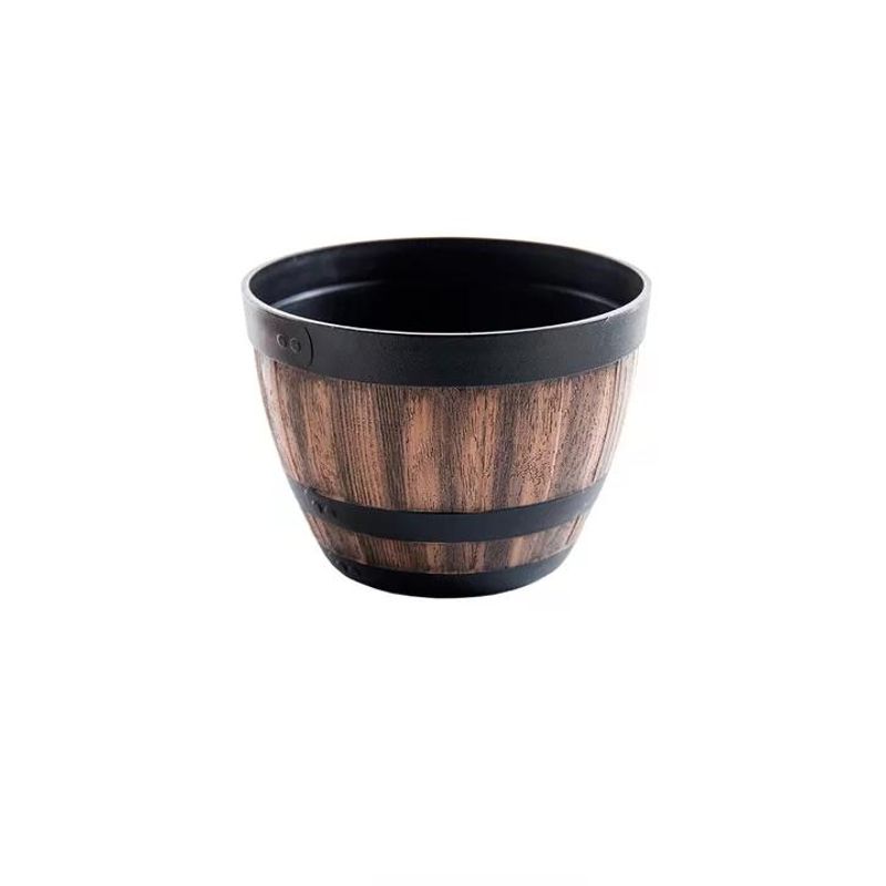 GENERICO - 2 Maceteros Barril Simulación Madera 4L con Agujero 228x17cm