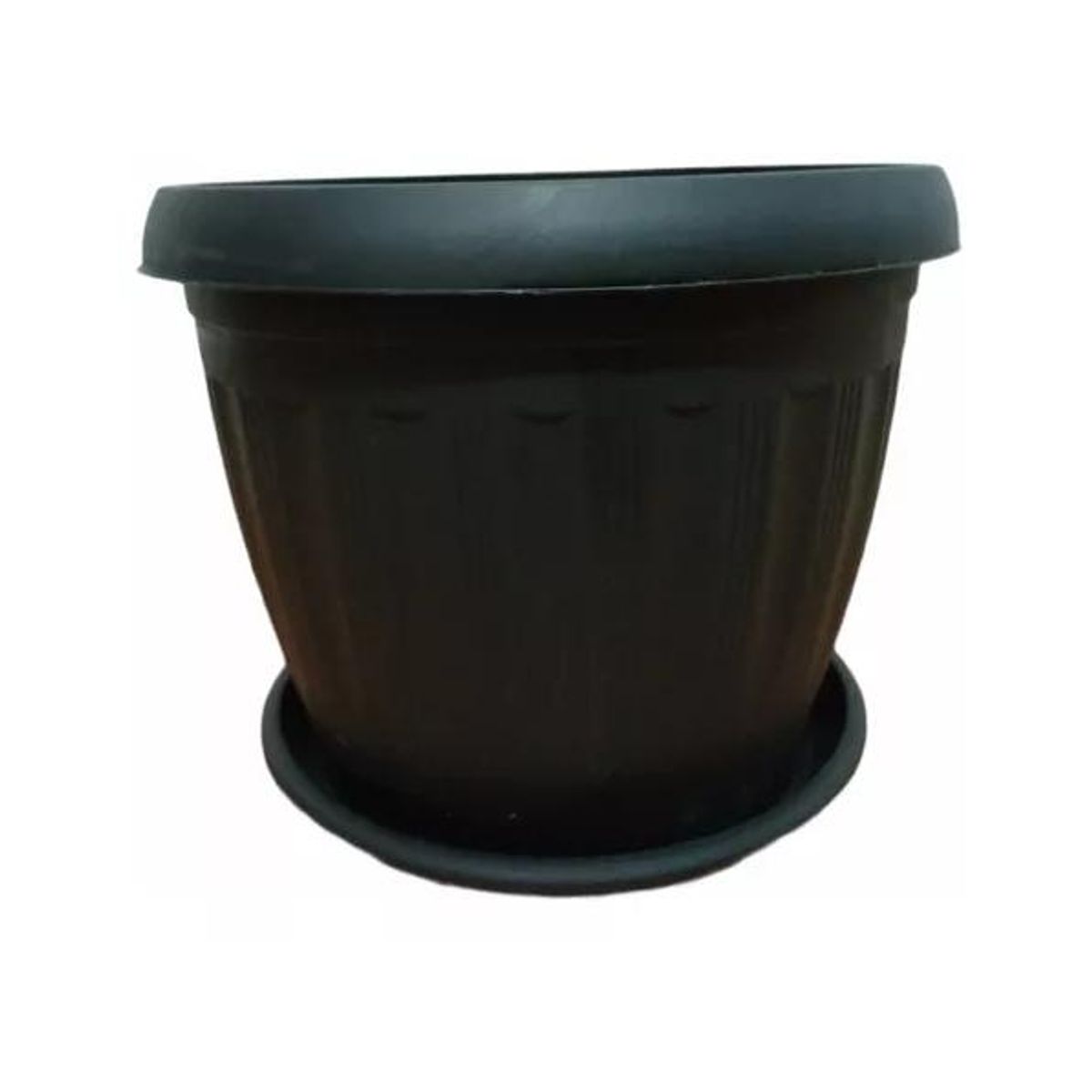 GENERICO - Macetero Redondo con Plato 30cm Negro