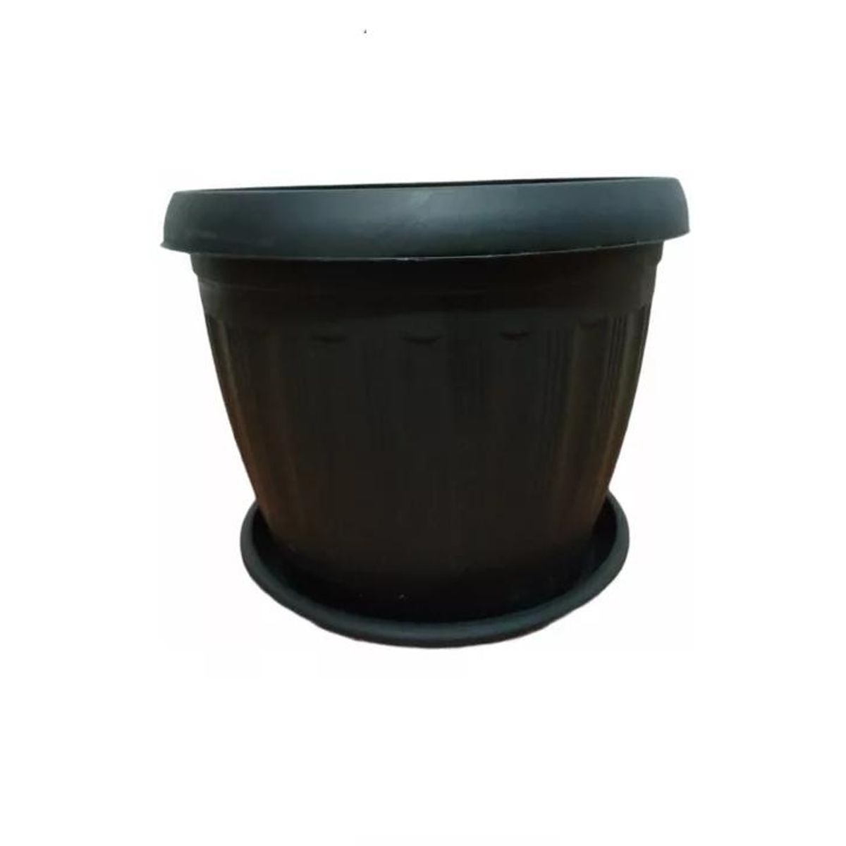 GENERICO - Macetero Redondo con Plato 30cm Negro