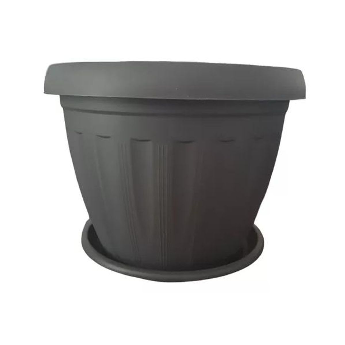 GENERICO - Macetero Redondo con Plato 30cm Gris