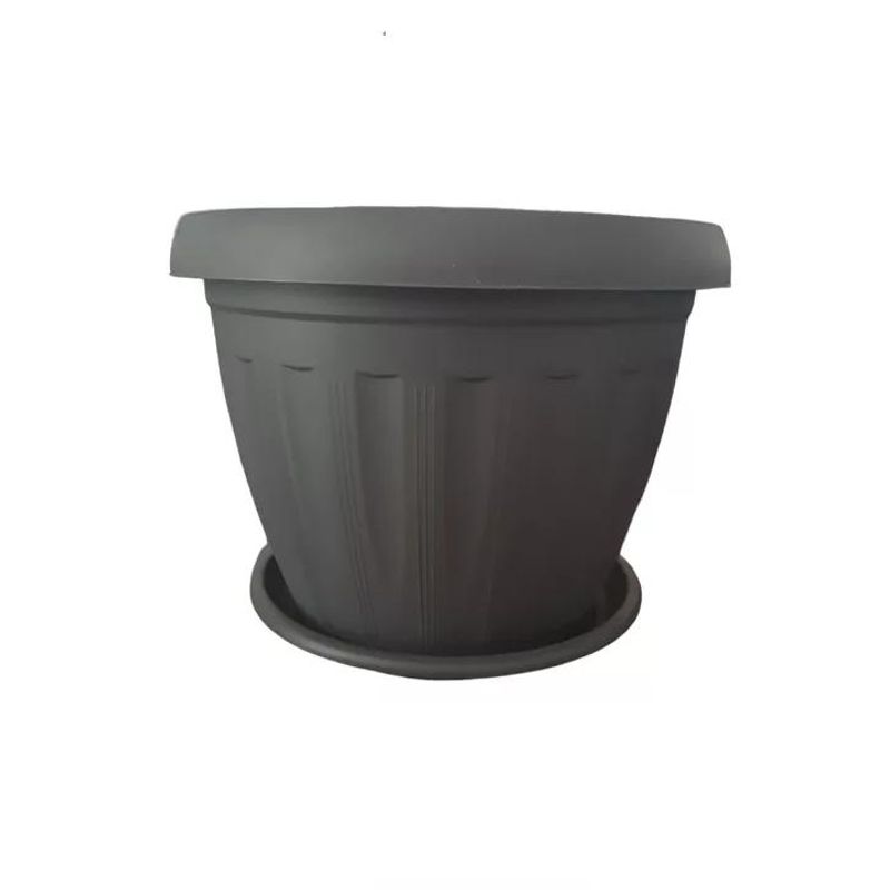 GENERICO - Macetero Redondo con Plato 30cm Gris