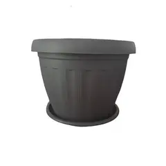 GENERICO - Macetero Redondo con Plato 30cm Gris
