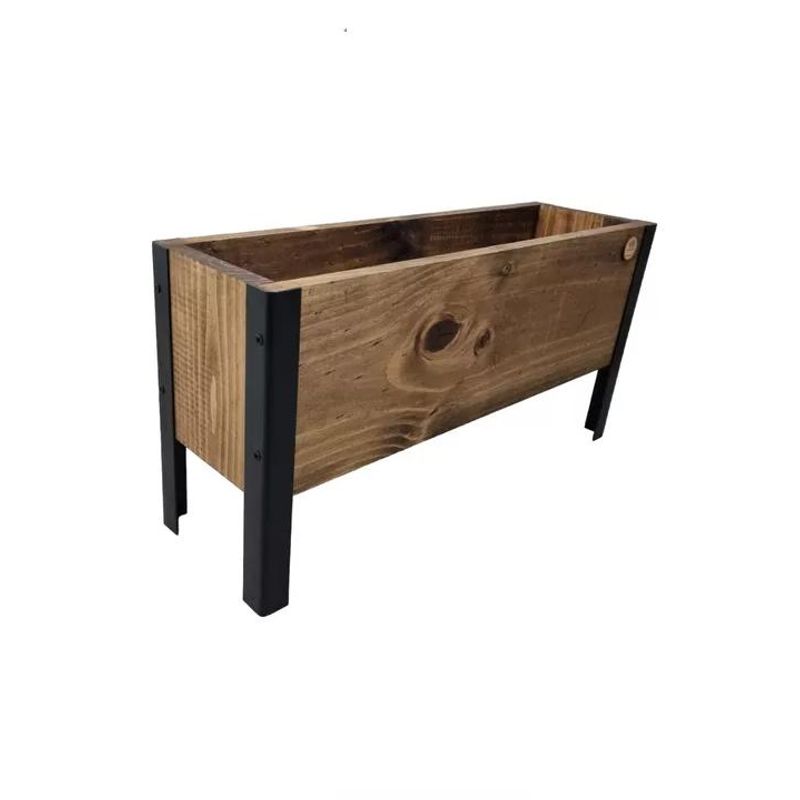 GENERICO - Macetero de Madera 60cm Color Roble con Patas de Fierro