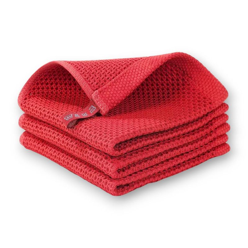 GENERICO - Paño de Cocina 70x34cm Toalla Wafle Algodon 77gr Pack 3 U Terracota