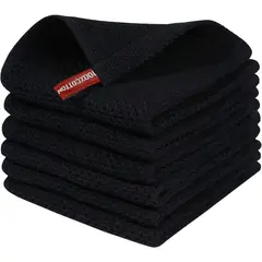 GENERICO - Paño de Cocina Algodón Pack 6 Estilo Waffle Cuadrado 34x34 Negro