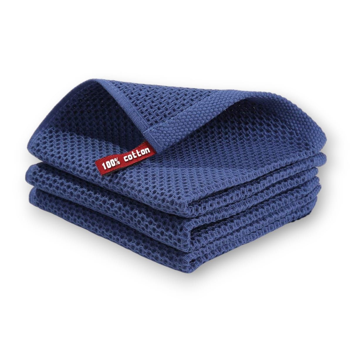 GENERICO - Paño de Cocina 70x34cm Toalla Wafle Algodon 77gr Pack 3 U Azul