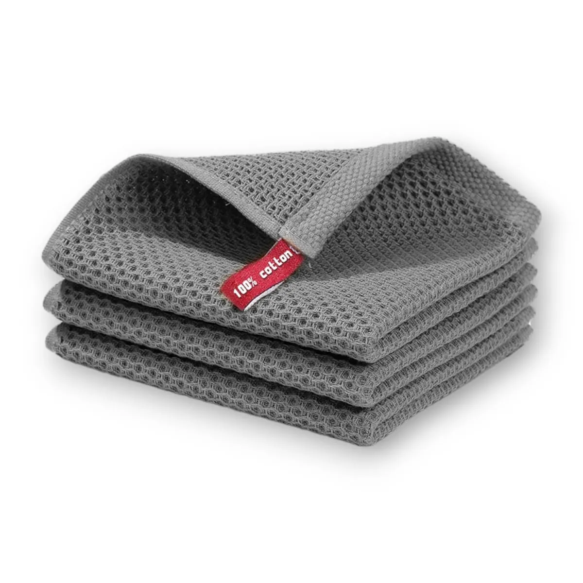 GENERICO - Paño de Cocina 70x34cm Toalla Wafle Algodon 77gr Pack 3 U Gris