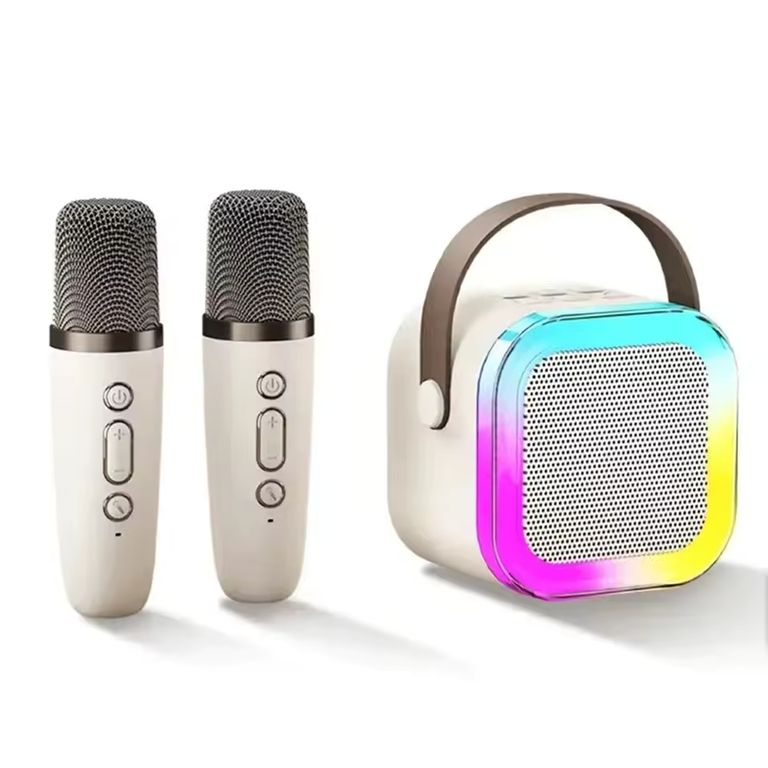 Karaoke Portatil Doble Microfono Bluetooth con Mini Parlante RGB