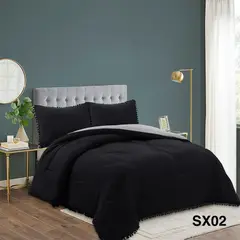 ANGELES DEL HOGAR - CUBRECAMA DE ALGODÓN ESTILO PLUMON 2 PLAZAS NEGRO