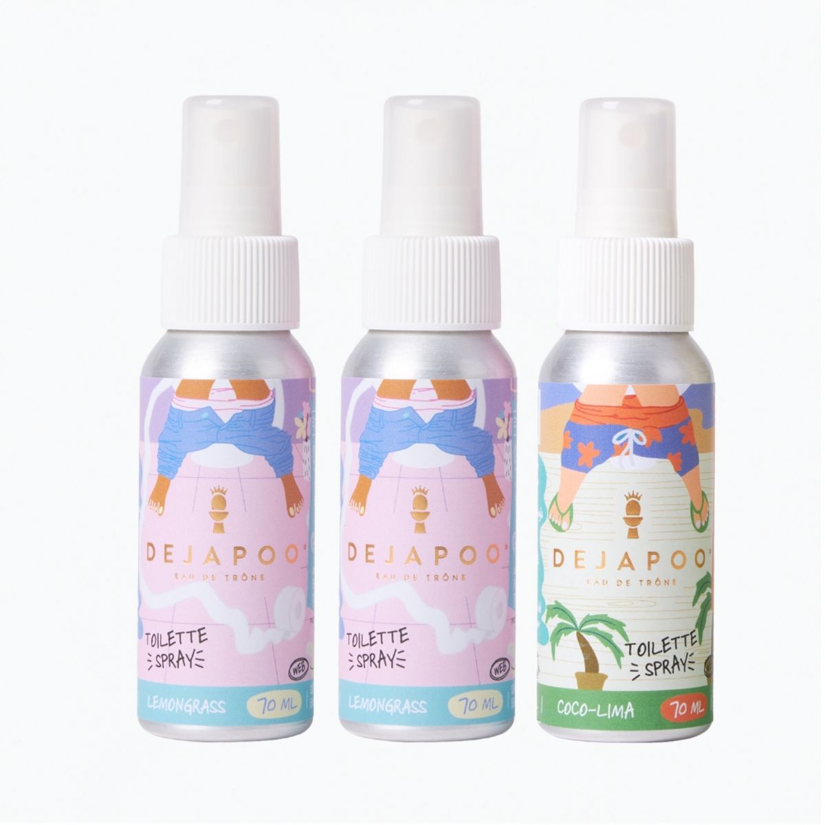 DEJAPOO - 2 Desodorante Para Wc Chicky L. Grass + Coco Lima